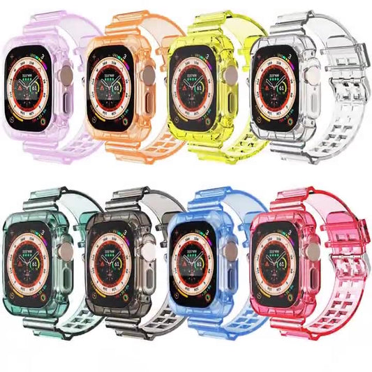 for Apple Watch 1-9 generation transparent Glacier integrated watch case Apple iwatch ultra Watch with Apple se strap