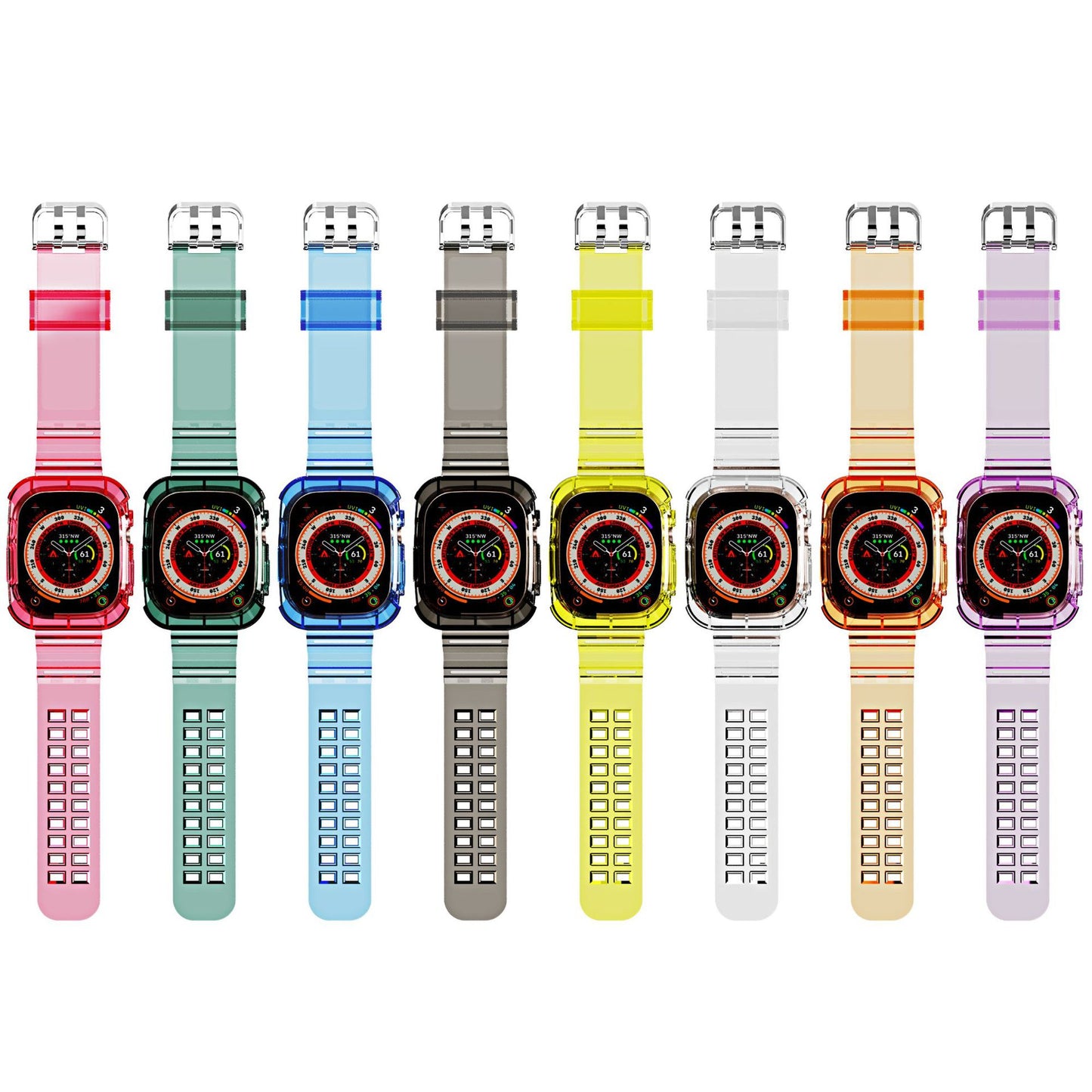 for Apple Watch 1-9 generation transparent Glacier integrated watch case Apple iwatch ultra Watch with Apple se strap