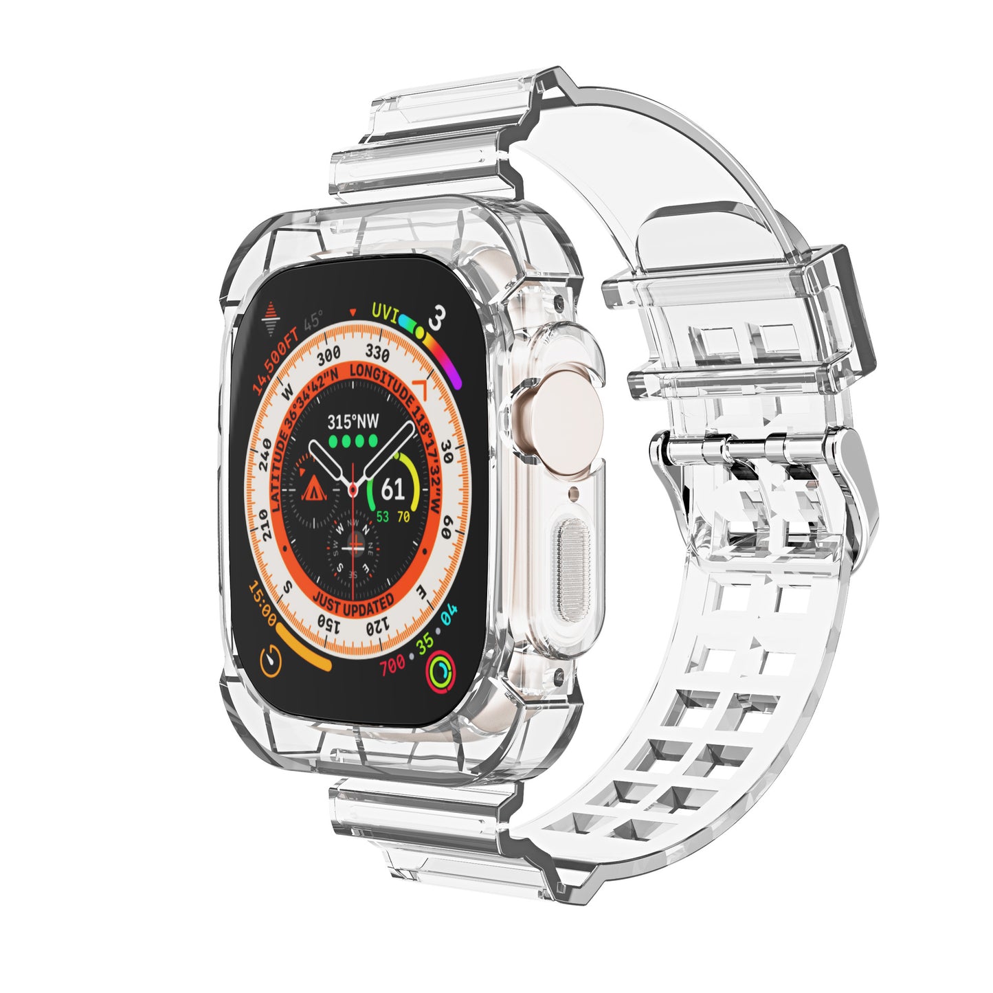 for Apple Watch 1-9 generation transparent Glacier integrated watch case Apple iwatch ultra Watch with Apple se strap